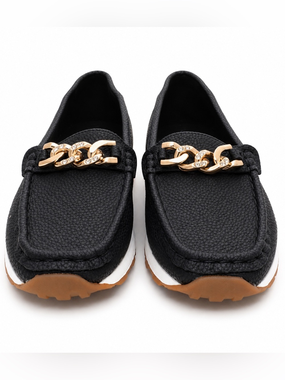 Rongen | Black Gold Chain Loafers Platform Lug Sole Slip On Shoes Size 39 - Picture 4 of 9